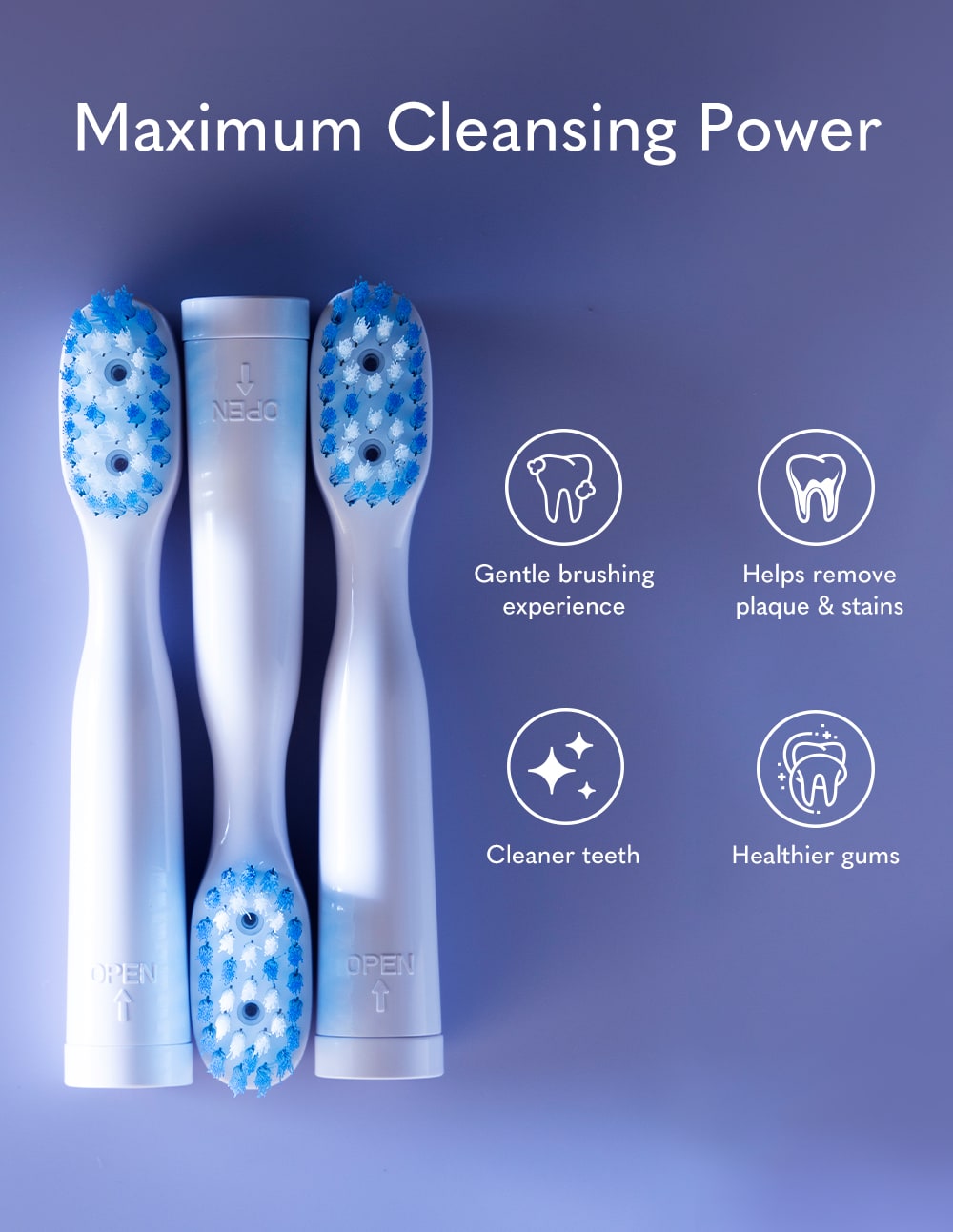 Vibrite® BLUE LED Light Toothbrush Replacement Brush Heads (Set of 3)