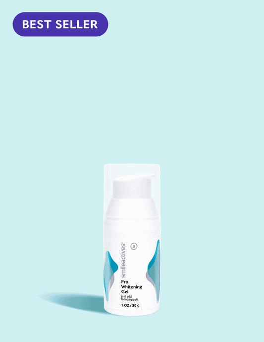 Pro Whitening Gel packaging on a light blue background with 'Best Seller' label.