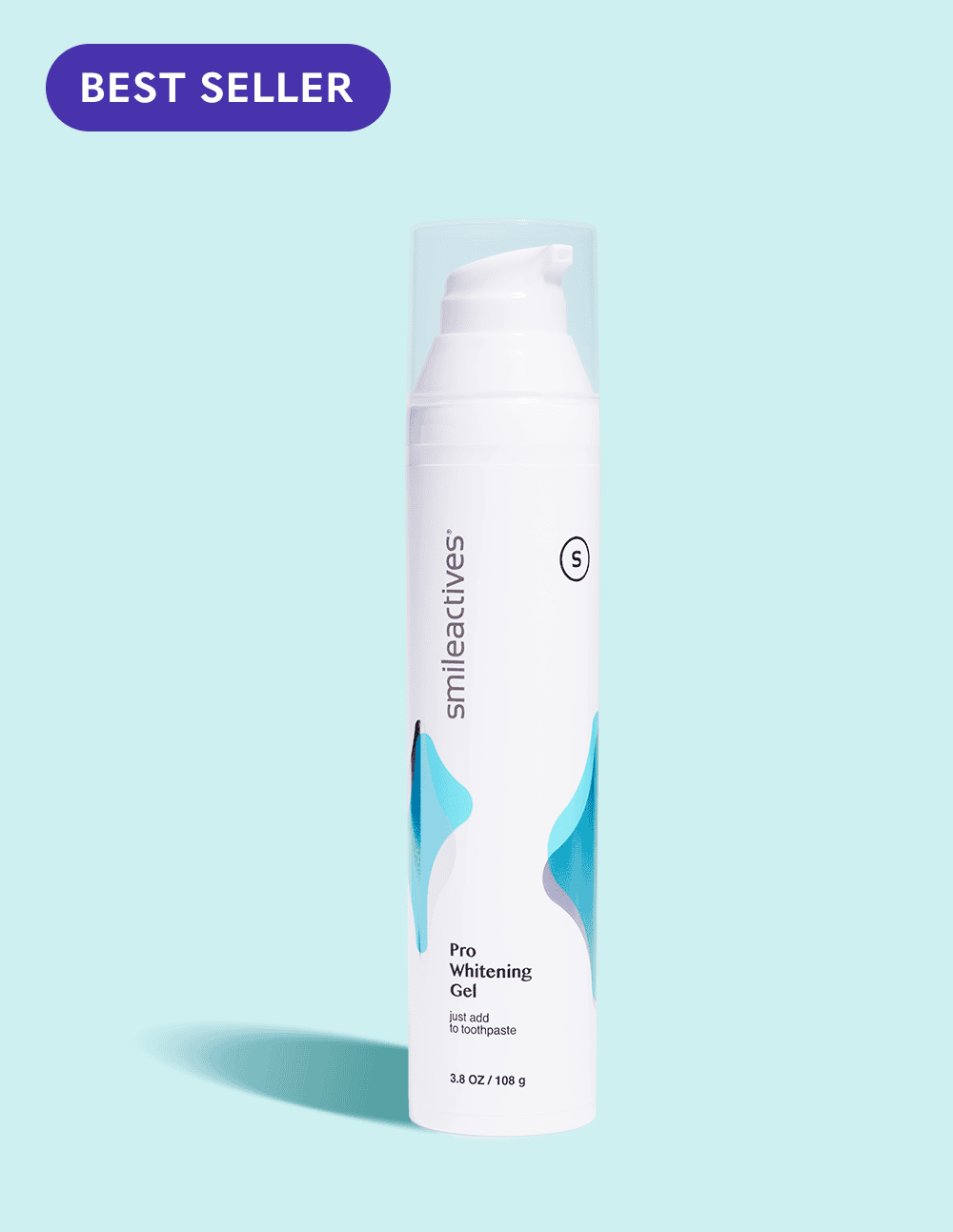 Smileactives Large Pro Whitening Gel bottle on a light blue background