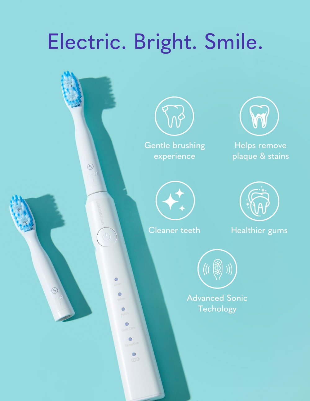 Smileactives Vibrite Blue Sonic Blue LED Light Whitening Electric Rechargeable Toothbrush Smileactives Vibrite Blue Sonic Blue LED Light Whitening Electric Rechargeable Toothbrush