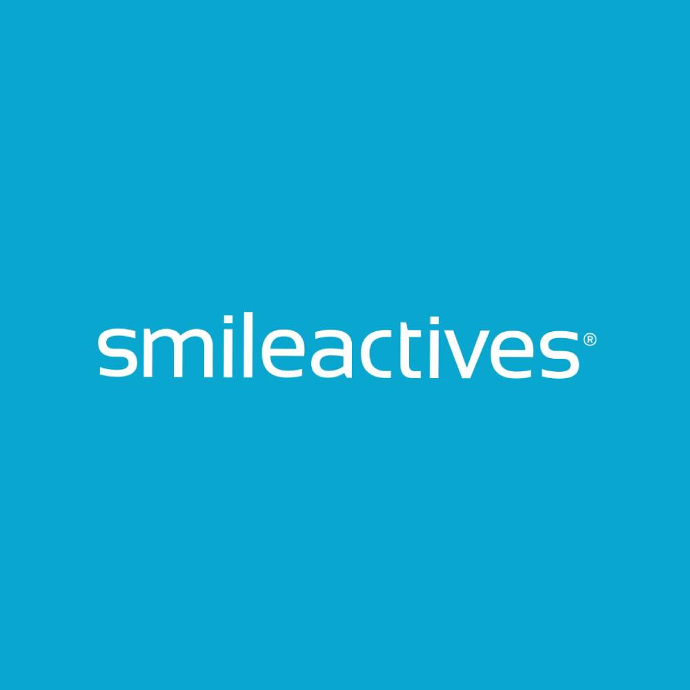 smileactives logo on a blue background
